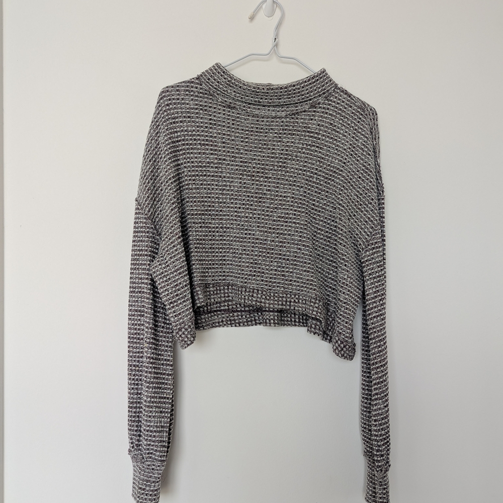 Free People Gray Cowl Neck Sweater Chunky Knit - Picture 2 of 8